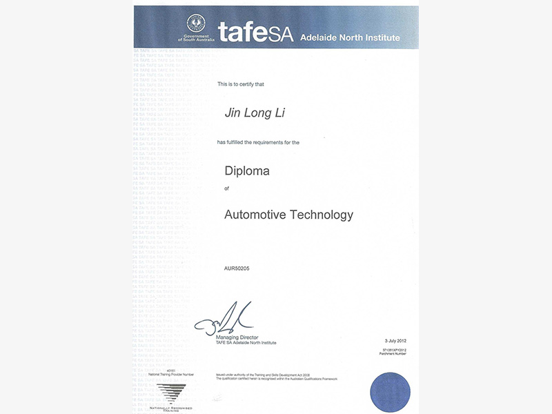 diploma automotive technology